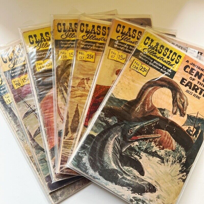 Classics Illustrated Comic Lot of 7 Center of the Earth, Rough Copies See Photos