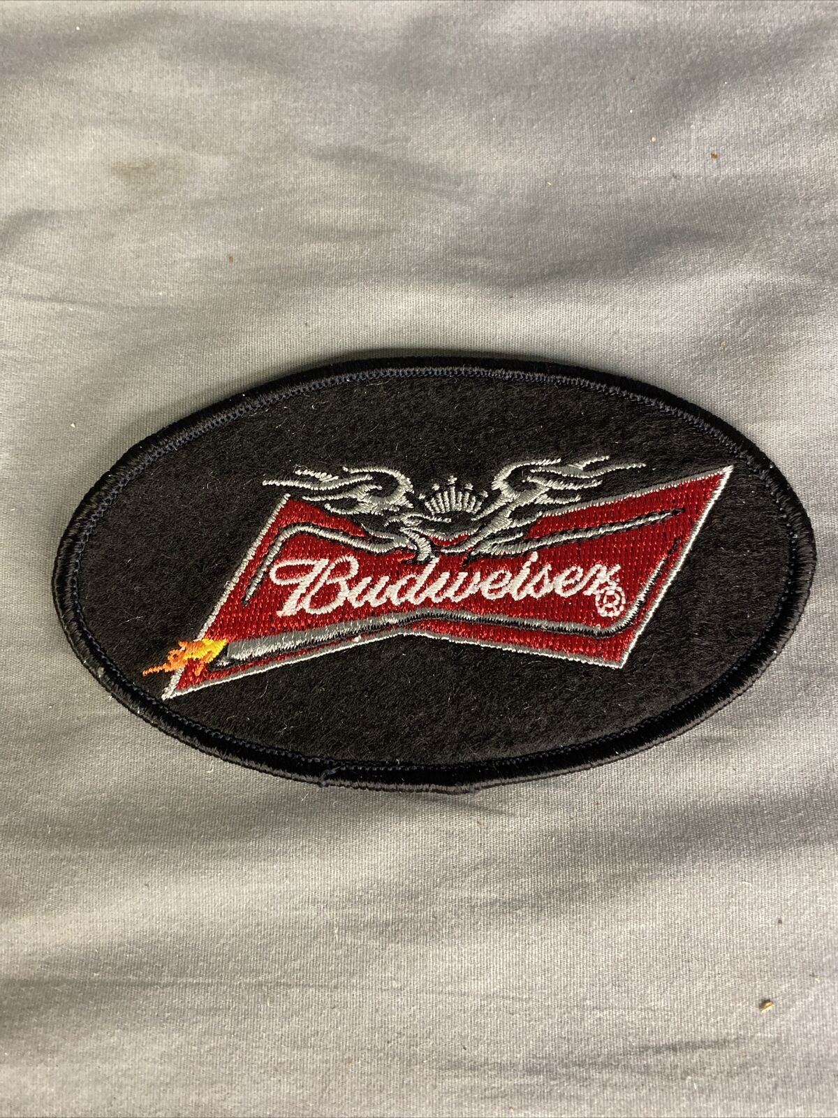 Budweiser Patch Black Oval New Iron On 4.5” 