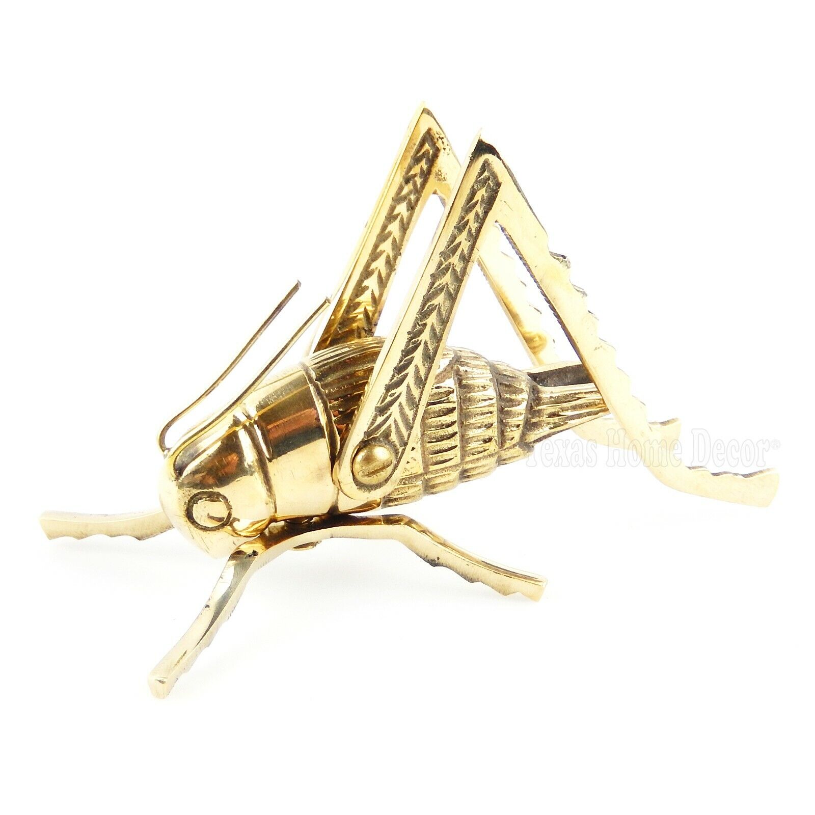 Hearth Cricket Fireplace Figurine Good Luck Health Solid Brass Insect Gold Color