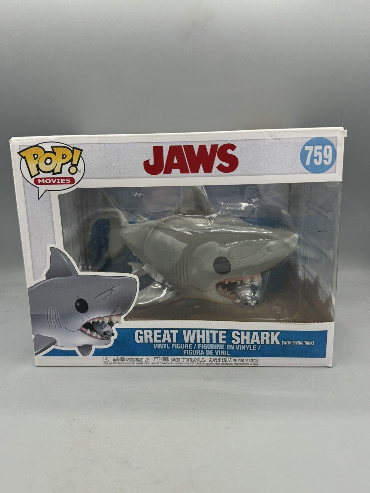 Funko Pop Vinyl Super 6 in: Jaws - Great White Shark with diving tank (6 inch)