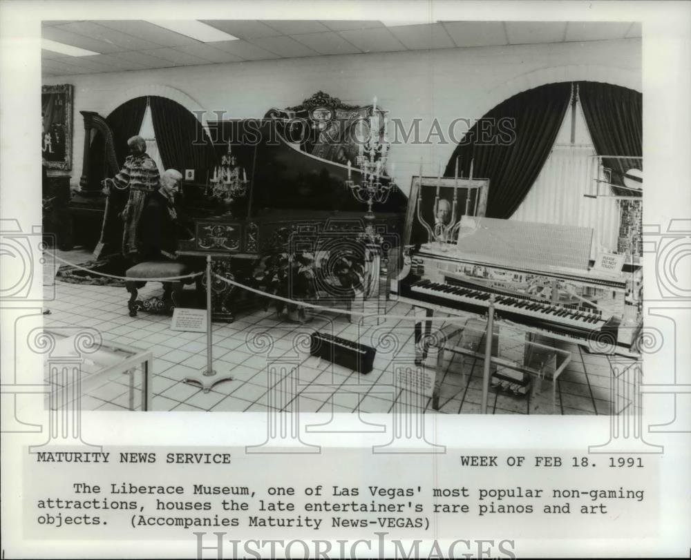 1991 Press Photo Rare Pianos on display at The Liberace Museum in Las Vegas