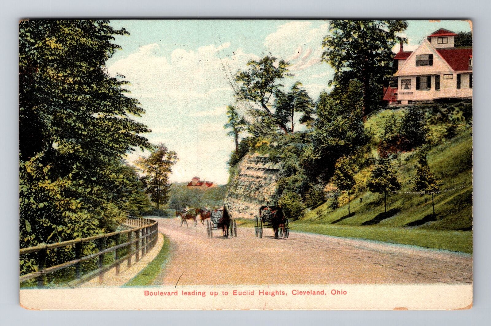 Cleveland OH-Ohio, Boulevard up Euclid Heights, c1909 Antique Vintage Postcard