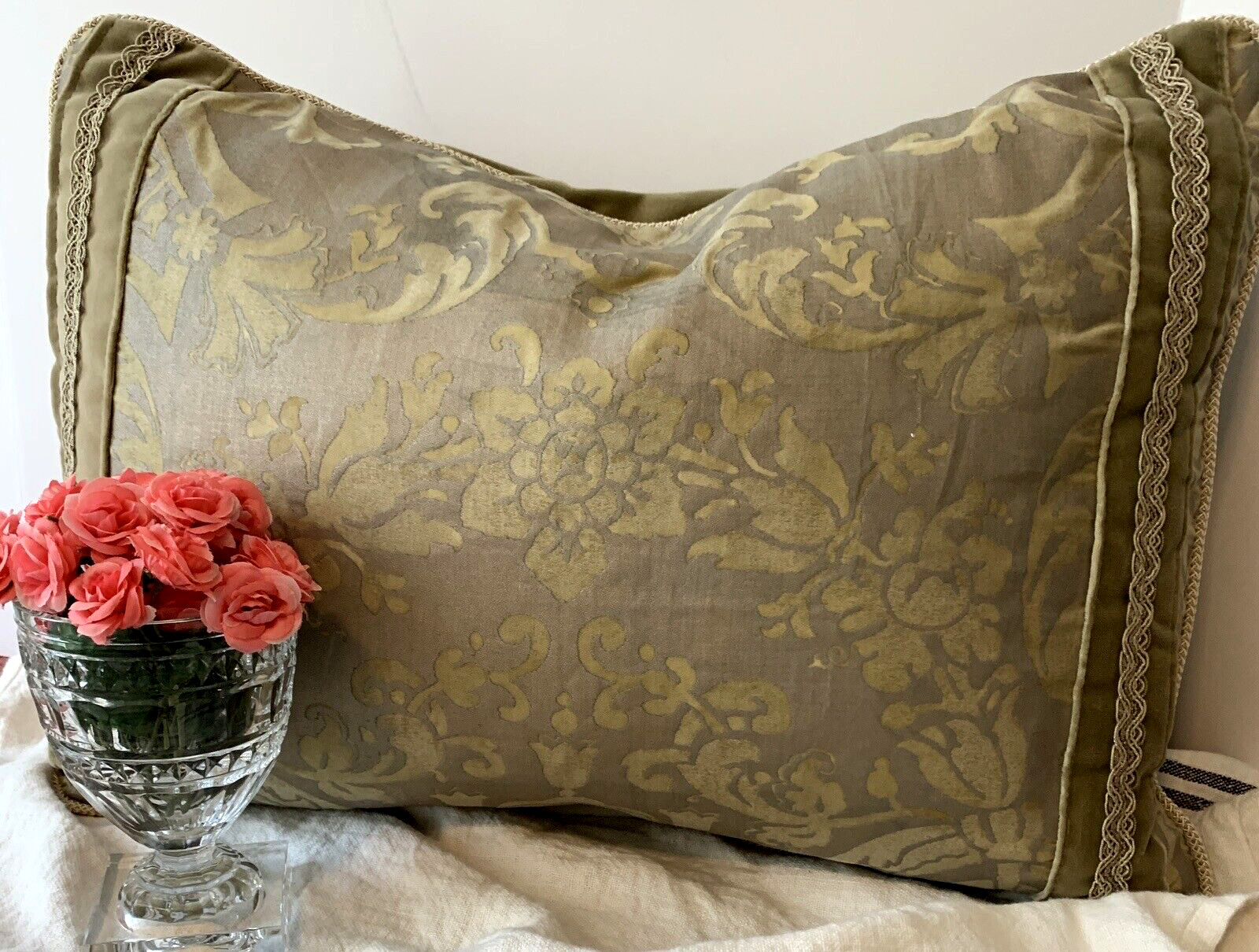 Antique Fortuny Fabric Designer Pillow