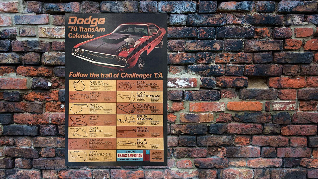 1970 DODGE CHALLENGER T/A TransAm Calendar SCAA Champonship poster 16\