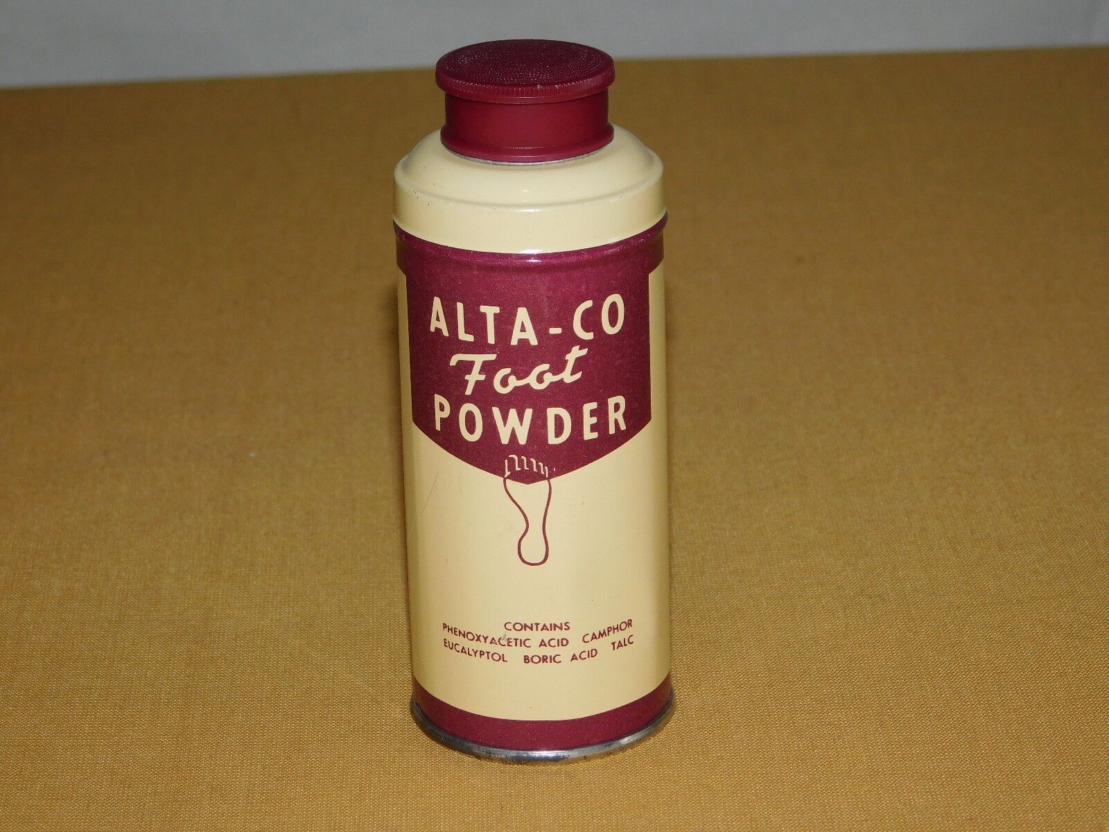 VINTAGE MADE IN USA OLD DOLGE  ALTA-CO FOOT POWDER FULL 2 OZ TIN CAN UNUSED