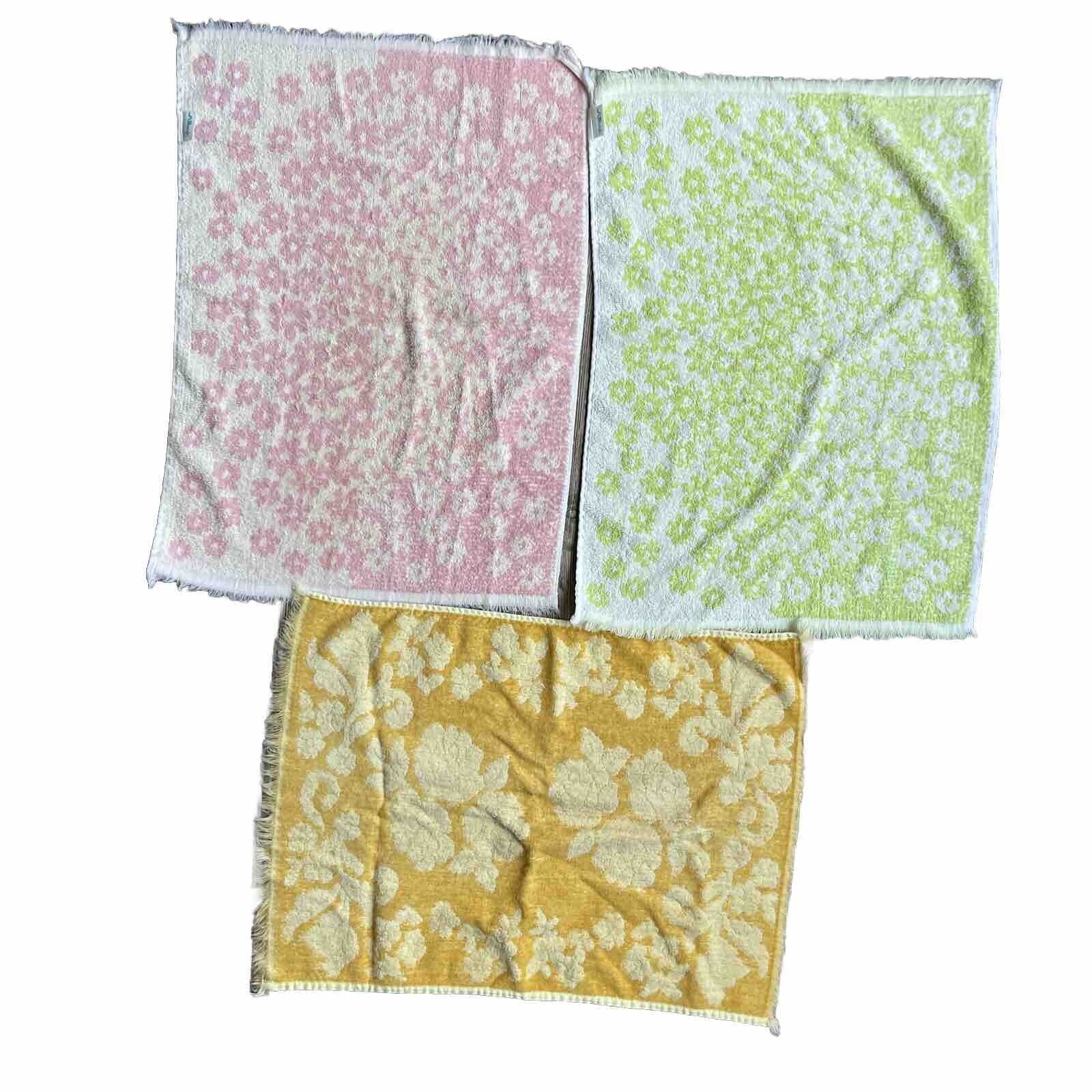 Vintage St. Mary's Bathroom Hand Towels Pink Green Gold Floral 3 Granny Core