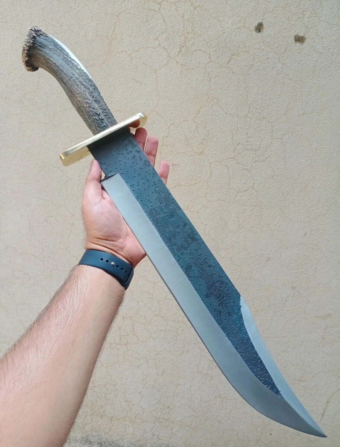 New Custom made D2 Steel 62cm Long Rambo Bowie Knife With Stag Horn Handle