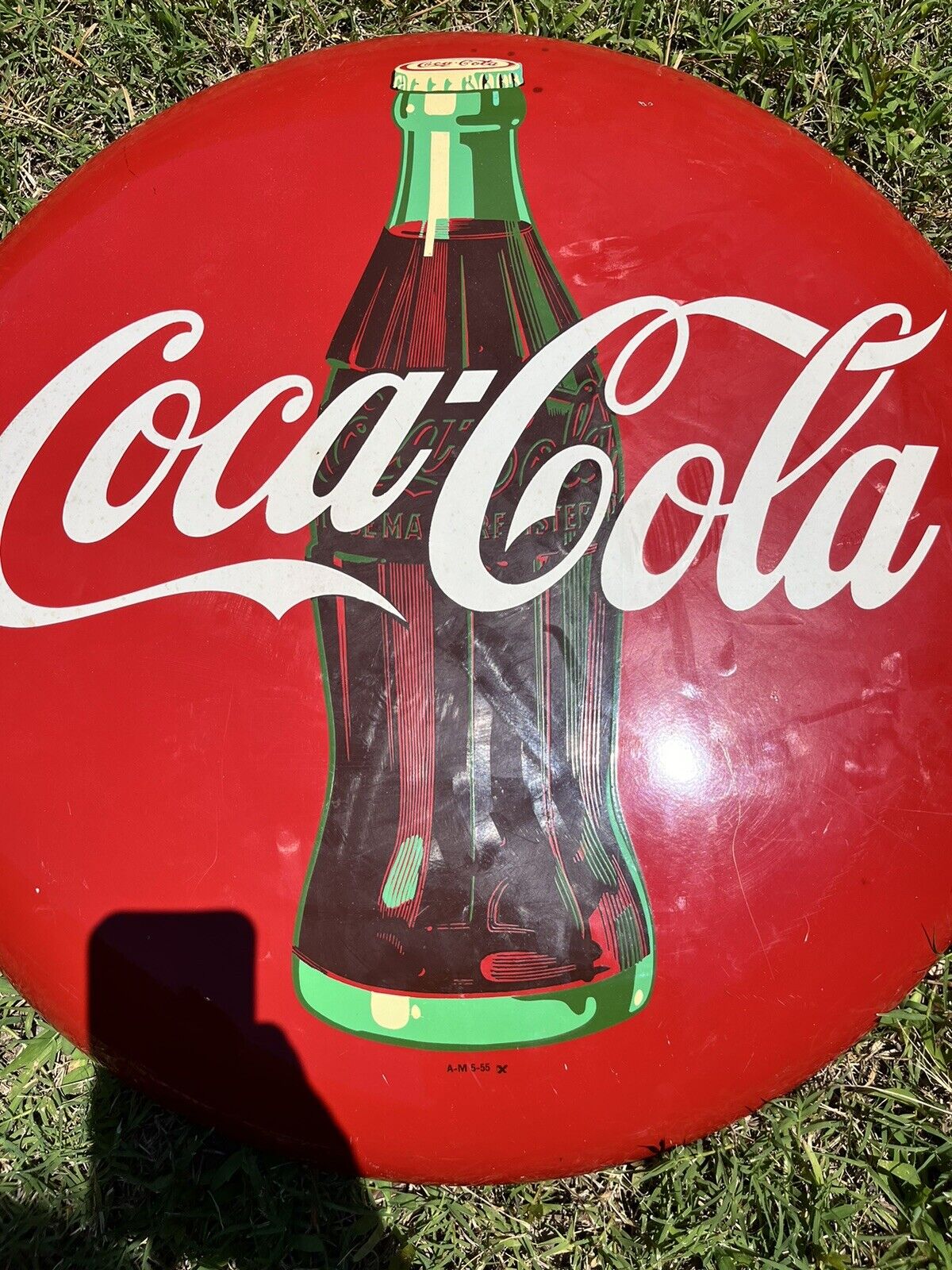 Vintage Coca-Cola Red Metal/Tin Button Sign 24\