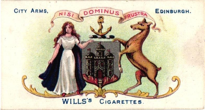Wills Cigarettes 1904 Tobacco Card Borough Arms Descriptive no. 30 Edinburgh