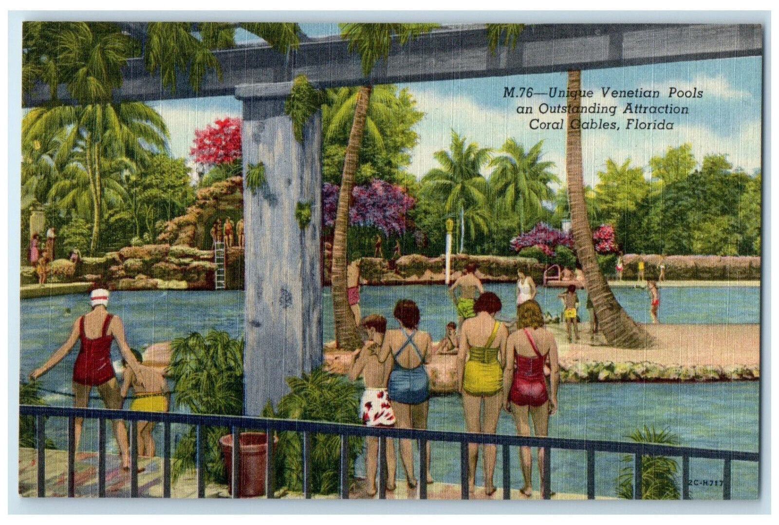 c1940s Unique Venetian Pools an Outstanding Attraction Coral Gables, FL Postcard