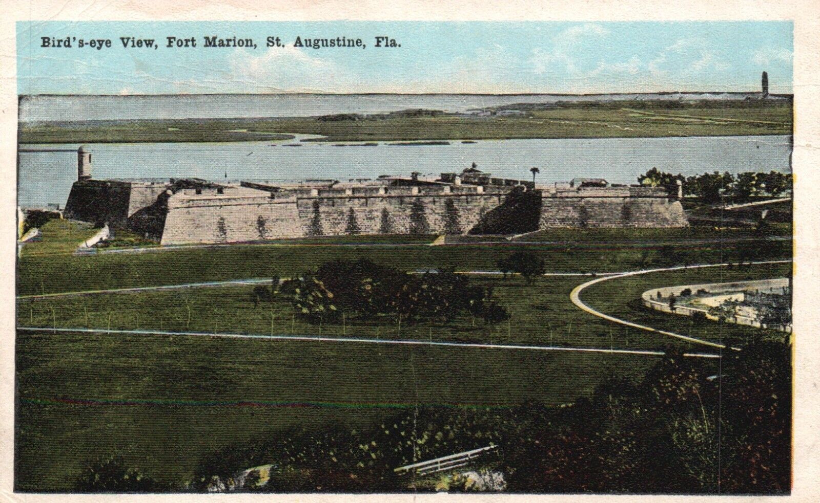 Postcard FL St Augustine Fort Marion Birds Eye View WB Vintage PC J4449