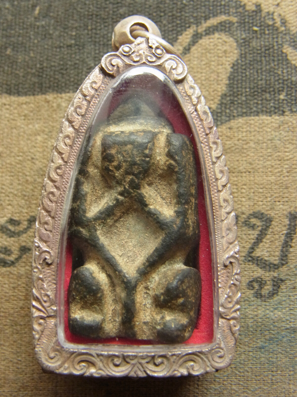  Phra Pit Ta( Pitta )2485 L P Jeg Jek Wat Khao Dang Buddha Amulet in silver case
