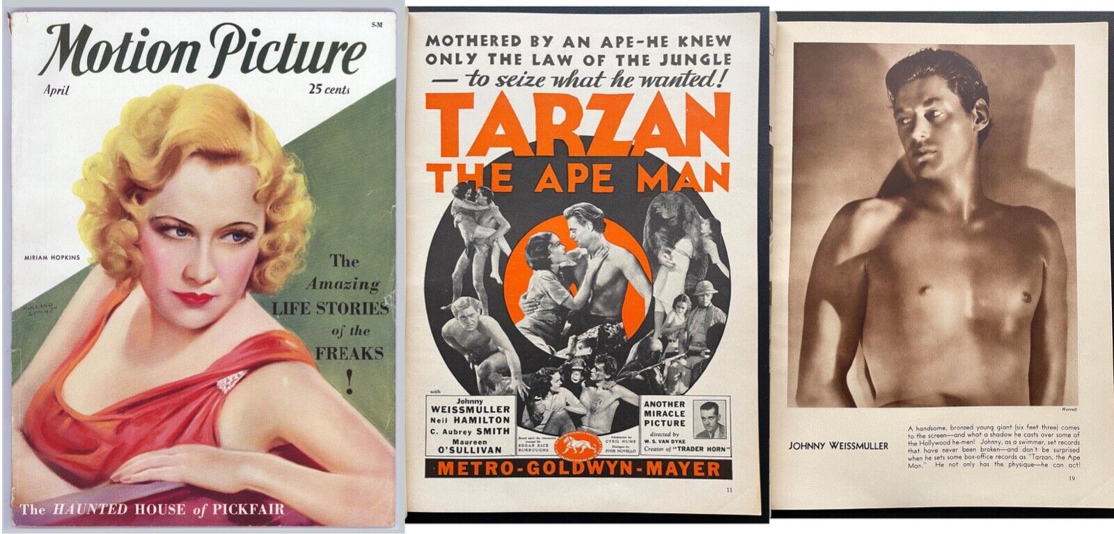 MOTION PICTURE Magazine  - 1st TARZAN The APE MAN - April, 1932