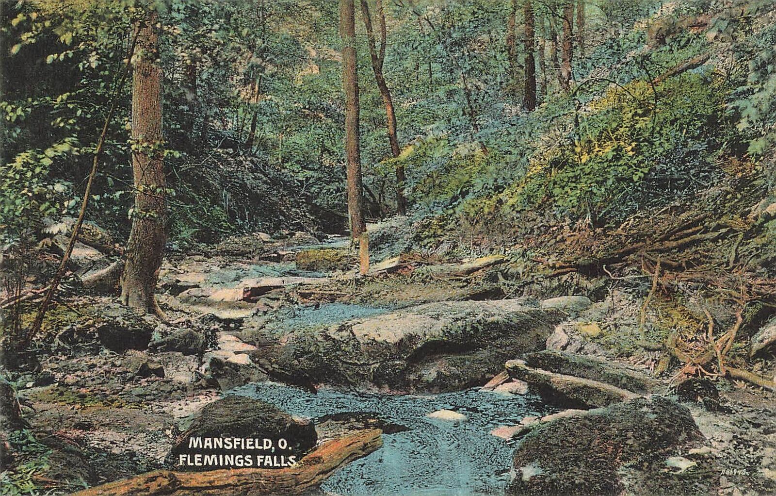 Vintage 1913 Postcard Mansfield Ohio Flemings Falls Hugh C Leighton Co Germany