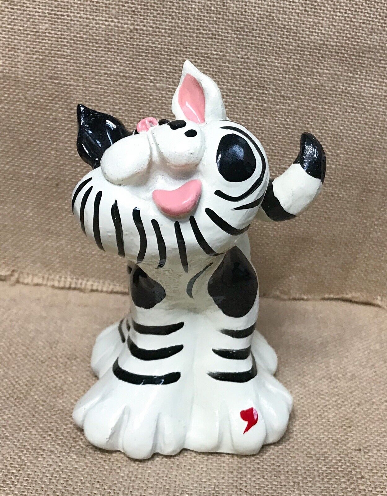 Exhart Black White Striped Tabby Cat With Bouncy Bobble Tail Kitsch Funky Humor