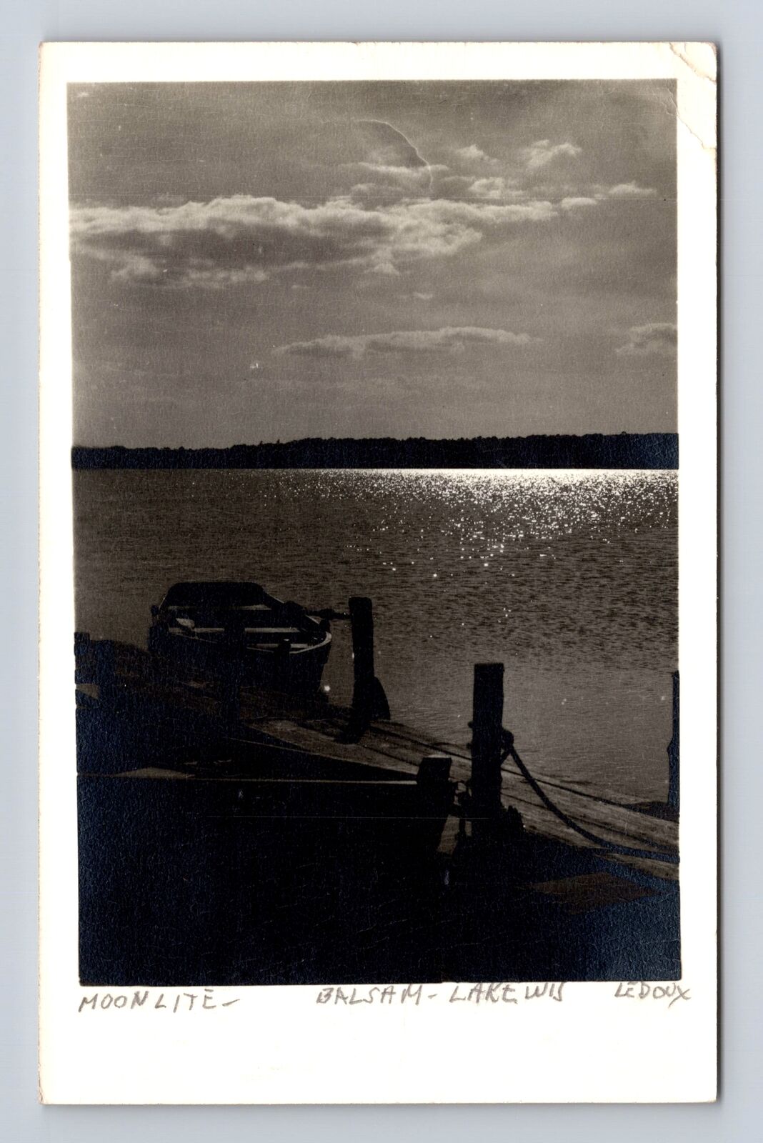 Balsam Lake WI-Wisconsin, Moonlight, Antique, Vintage c1951 Souvenir Postcard