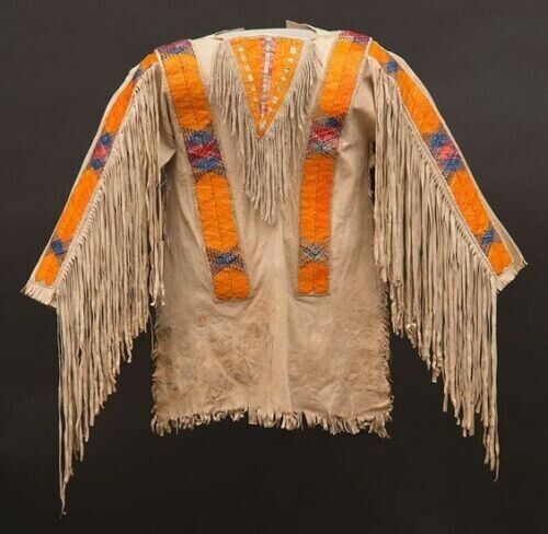 Old Style American Buckskin Buffalo Beaded Fringes Powwow Regalia War Shirt NW21
