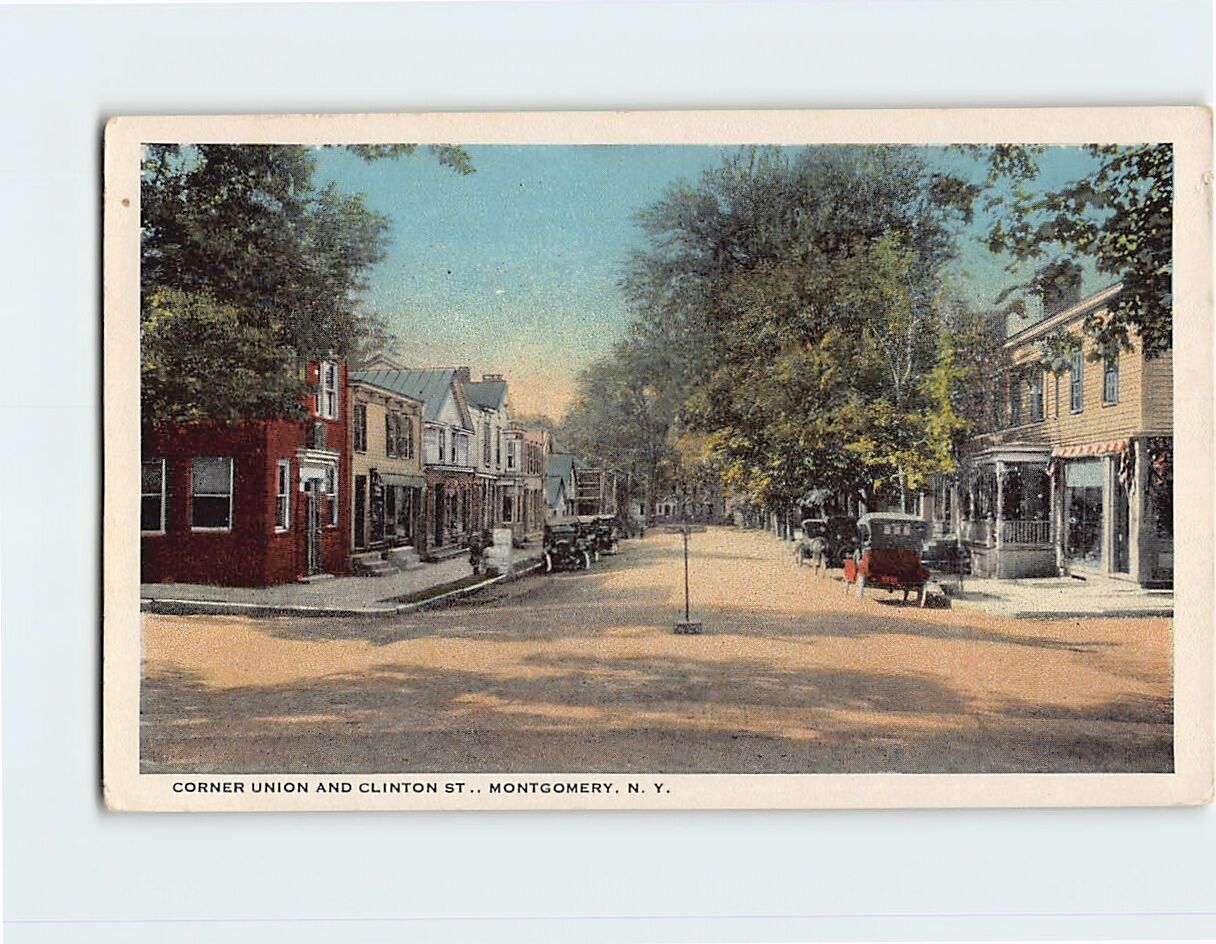 Postcard Corner Union and Clinton St. Montgomery New York USA