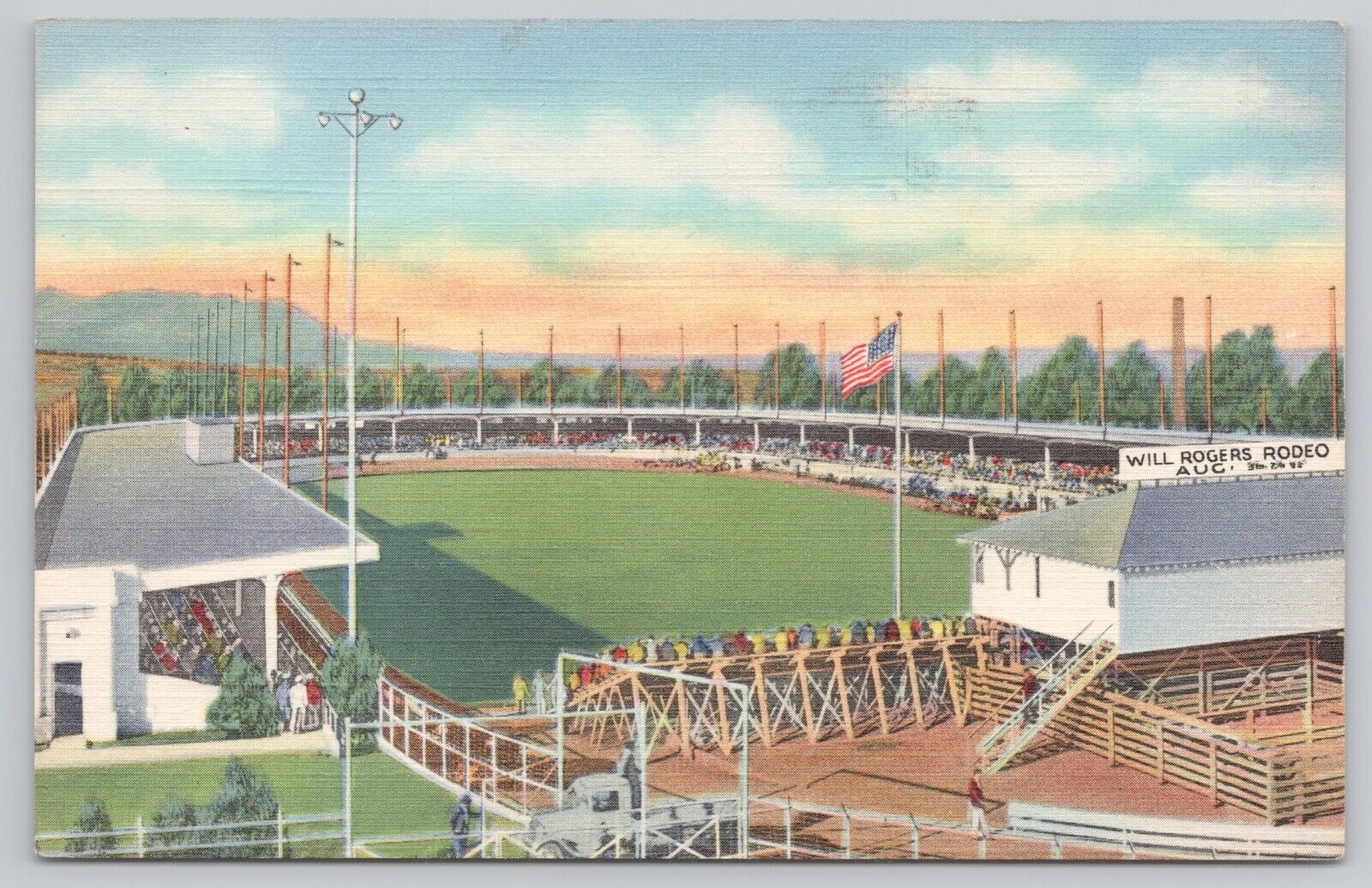Colorado Springs CO, Spencer Penrose Stadium Rodeo, Broadmoor, Vintage Postcard