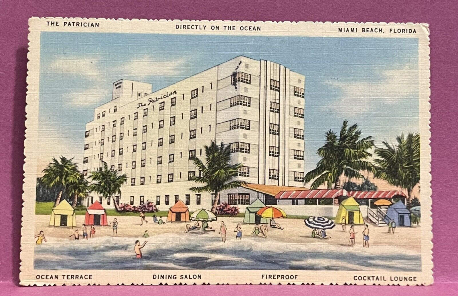 postcard ~ MIAMI BEACH FL ~ PATRICIAN HOTEL ~  1940's