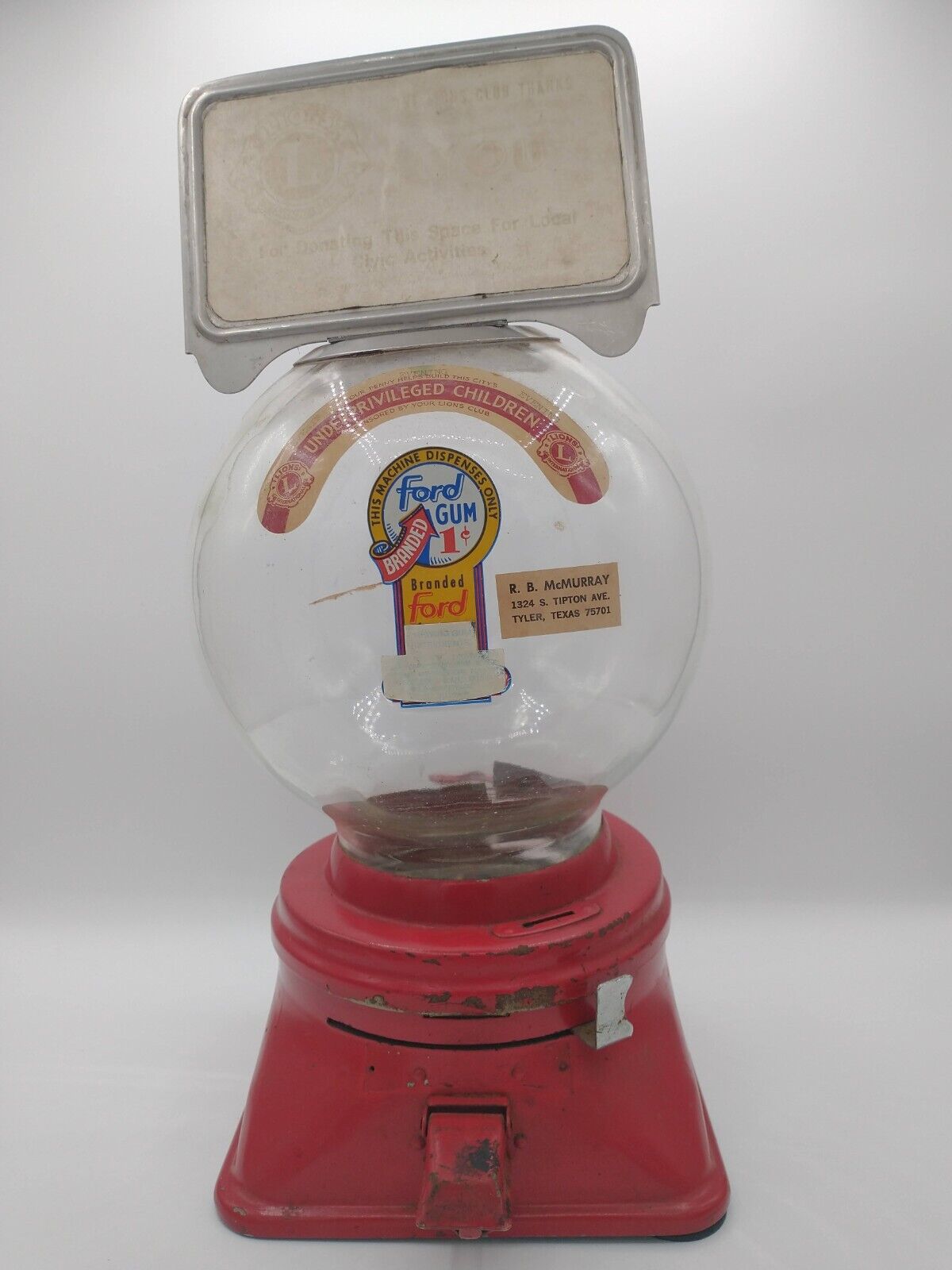 1950's Red Ford Counter Top Gumball Machine 