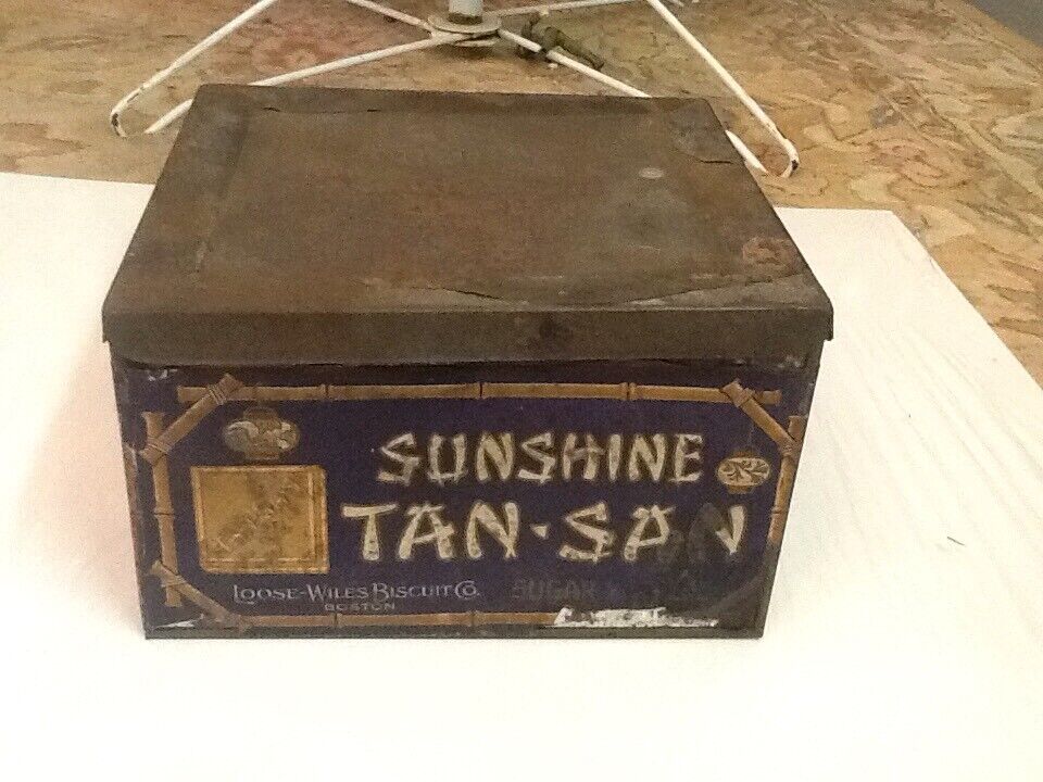 Vintage Sunshine Biscut Co Loose Wiles  Sugar Wafer Confection Tin Super Rare