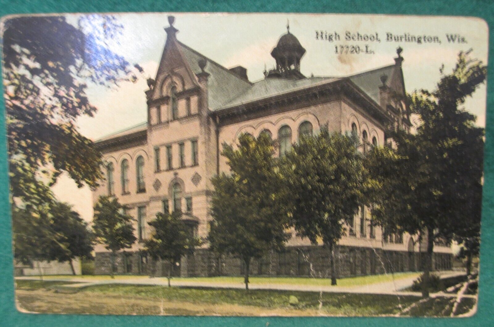 Estate Sale ~ Vintage Postcard - High School, Burlington, Wisconsin