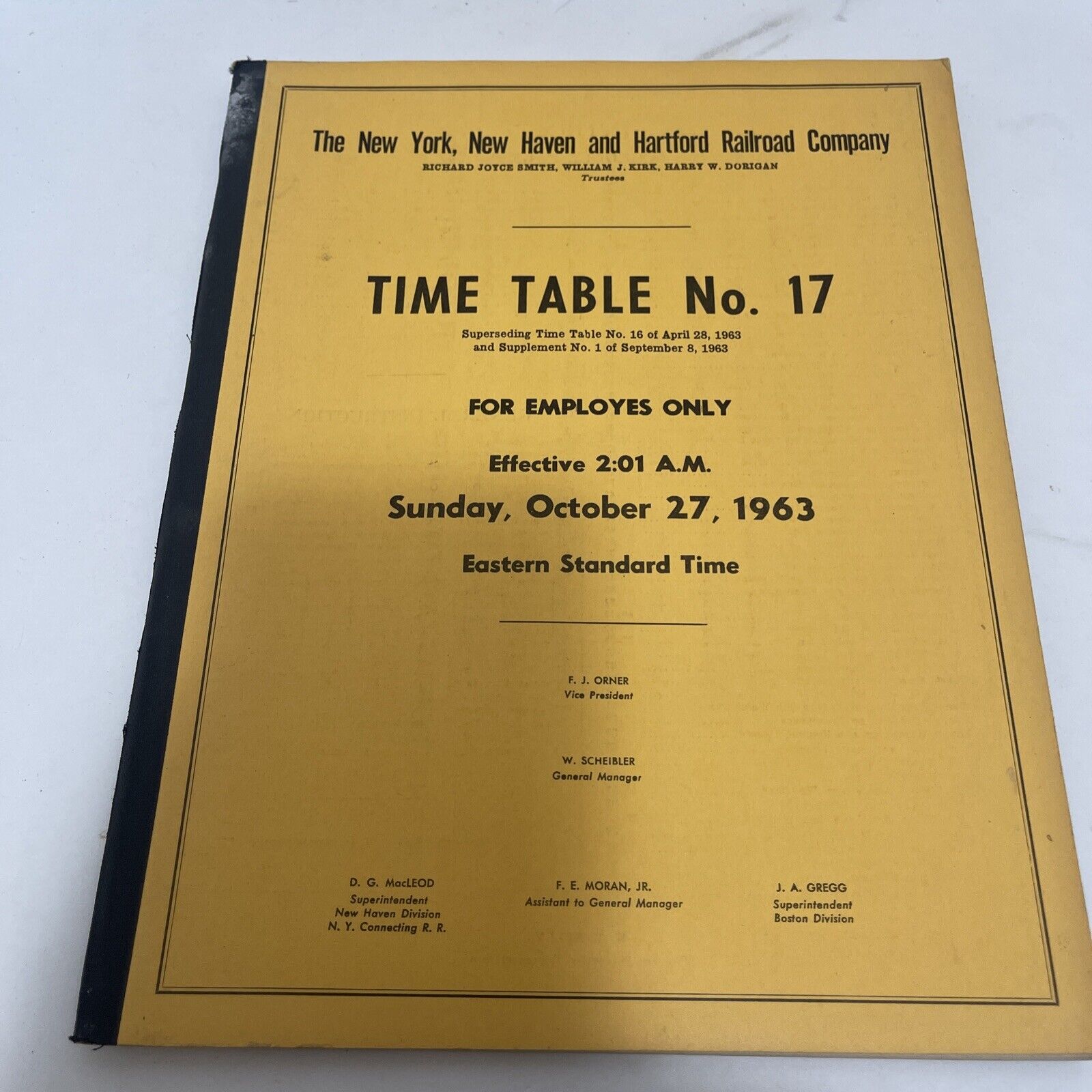 New York,New Haven&Hartford/NH RR Employee Time Table No.17~1963