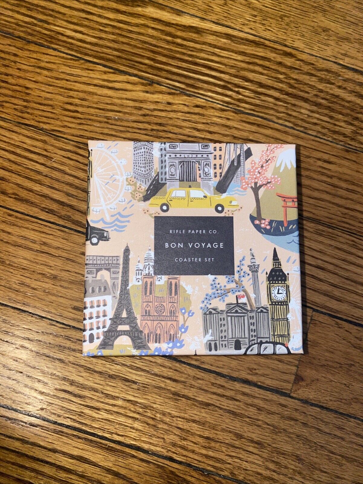 Rifle Paper Co Bon Voyage NYC LONDON PARIS TOKYO Paper Coaster Set 8 NIB