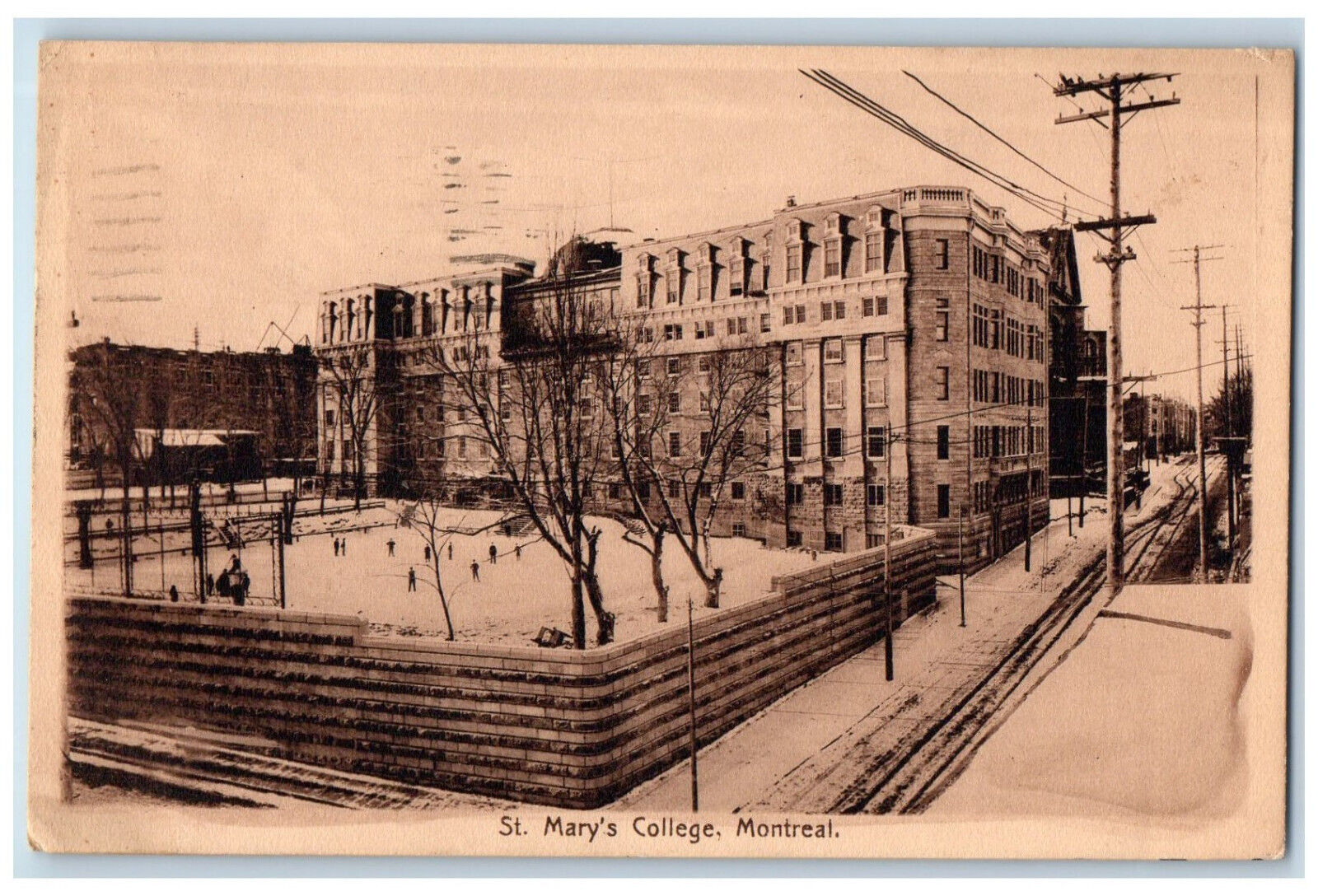 1917 St. Mary's College Montreal Quebec Canada Antique Posted Postcard