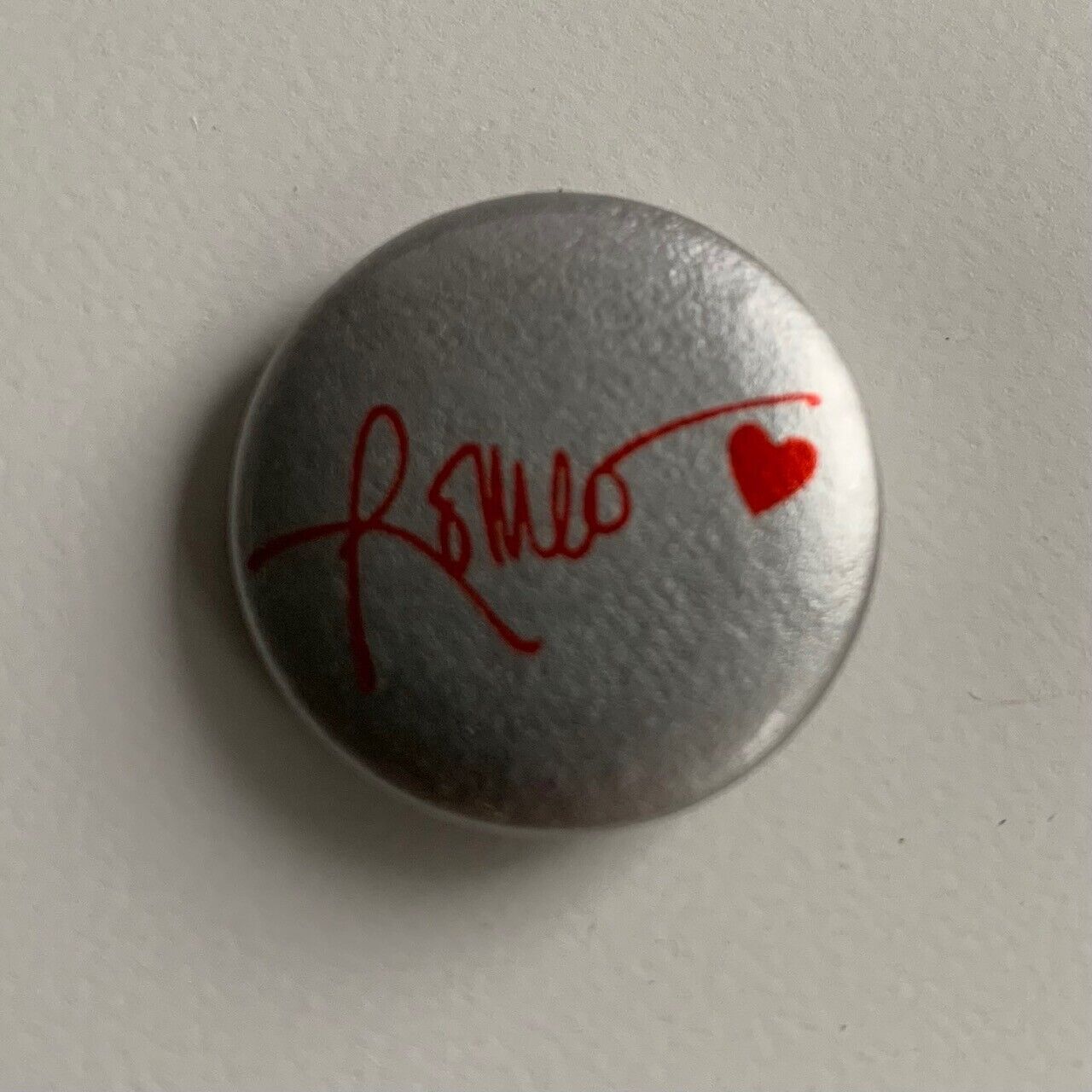 Vintage 1980\'s ROMEO red heart Silver PIN PinBack Button Badge 1.in NG Slater