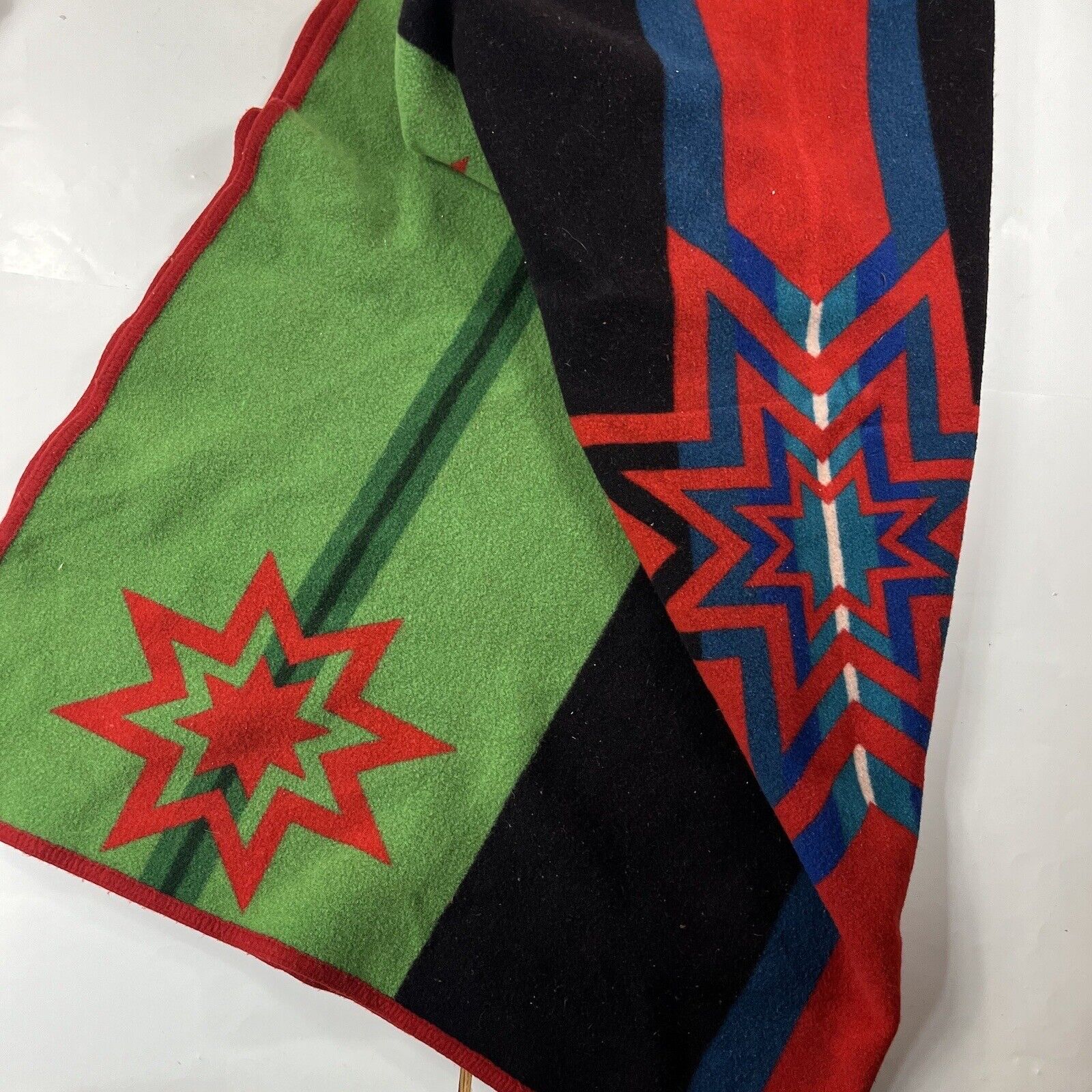 Pendleton Blanket Sioux Star Reversible Red Green USA Made Beaver State 70x52 🔥