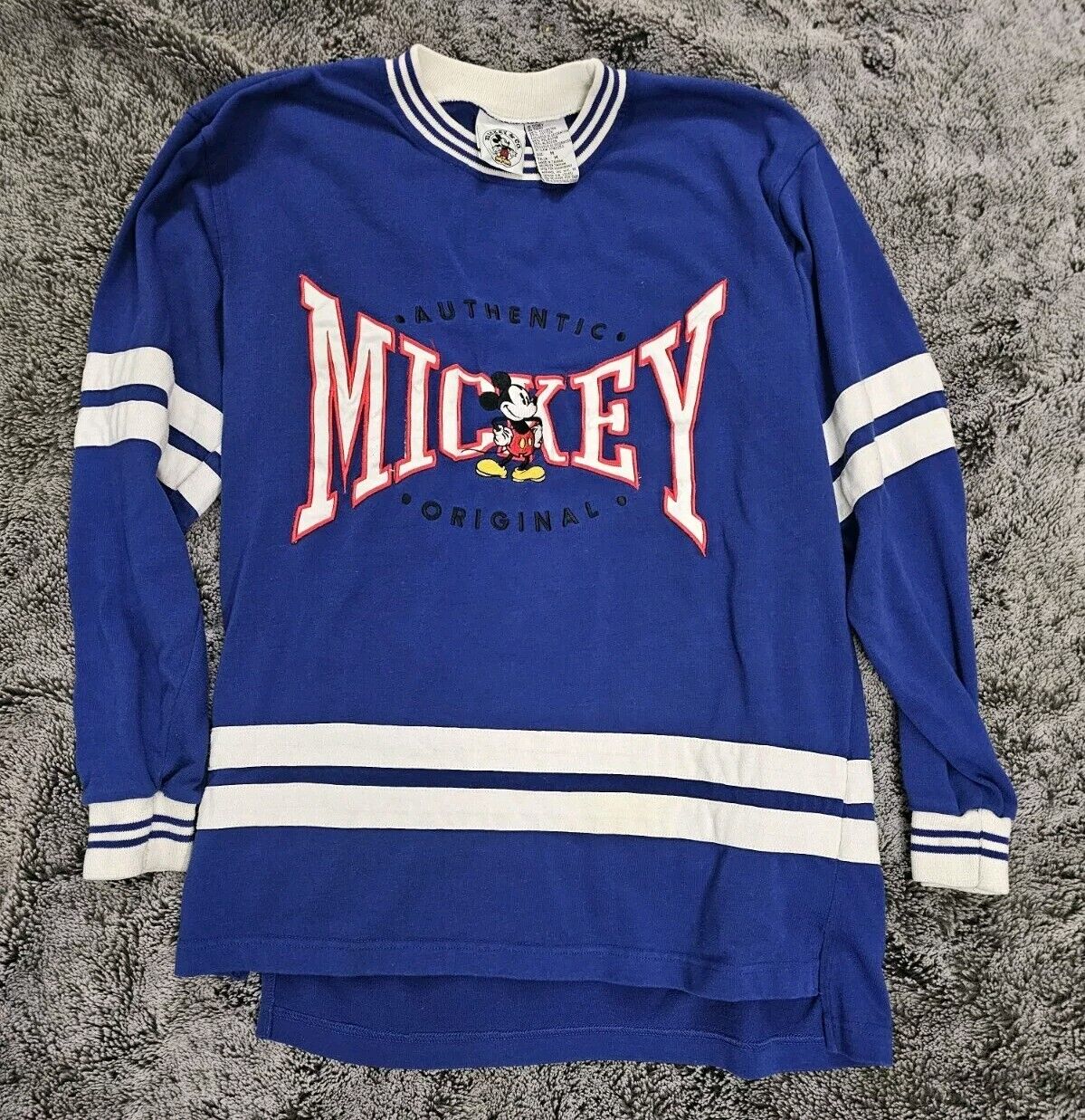 VINTAGE MICKEY MOUSE HOCKEY JERSEY MEN\'S MEDIUM BLUE 1990\'S DISNEY 