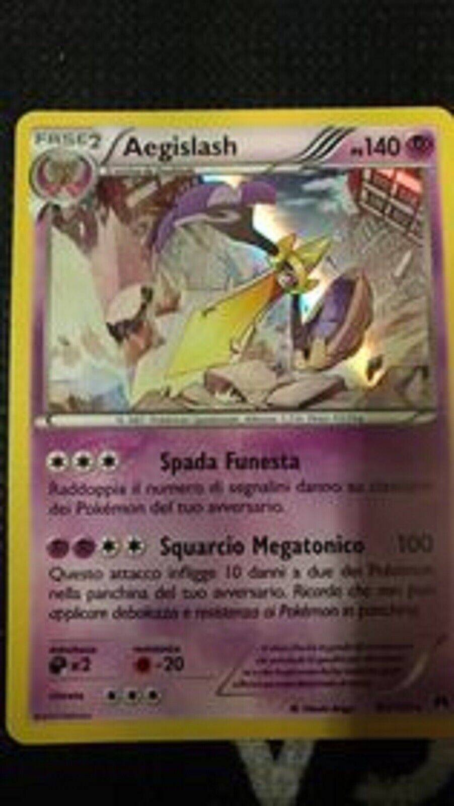 Pokemon Aegislash 62/122 Card - Rare Holo - Turbocrash - Excellent - Italian