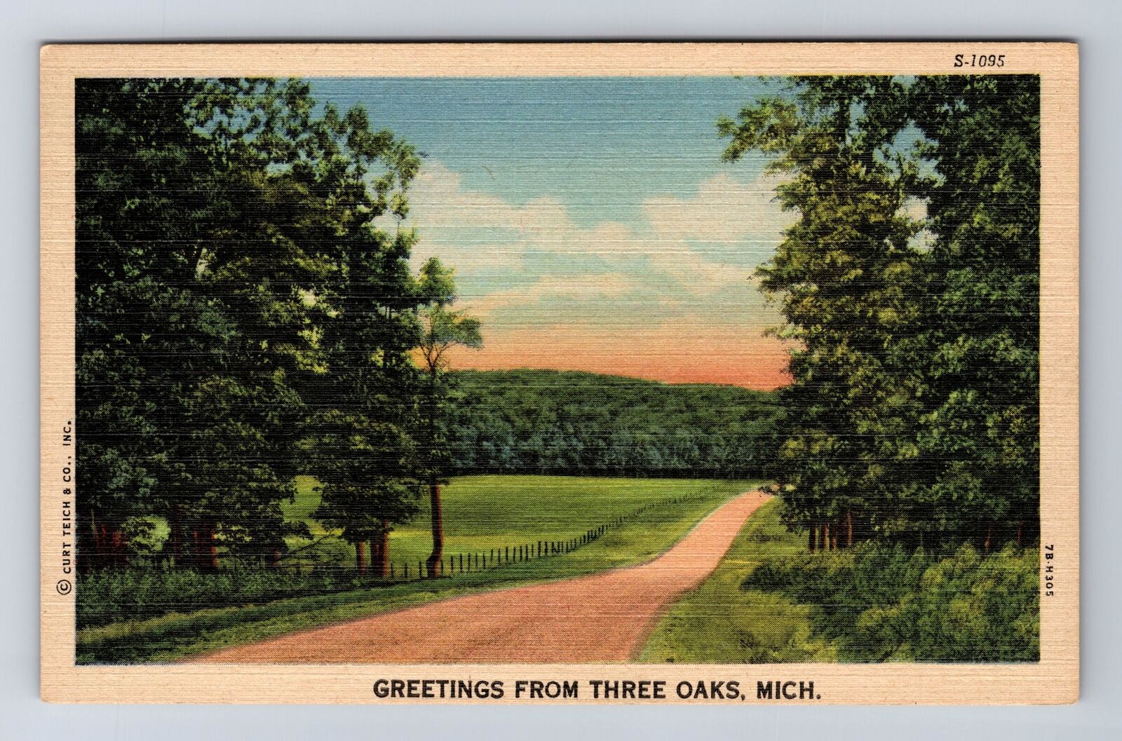 Three Oaks MI-Michigan, General Greetings, Scenic Road Side, Vintage Postcard