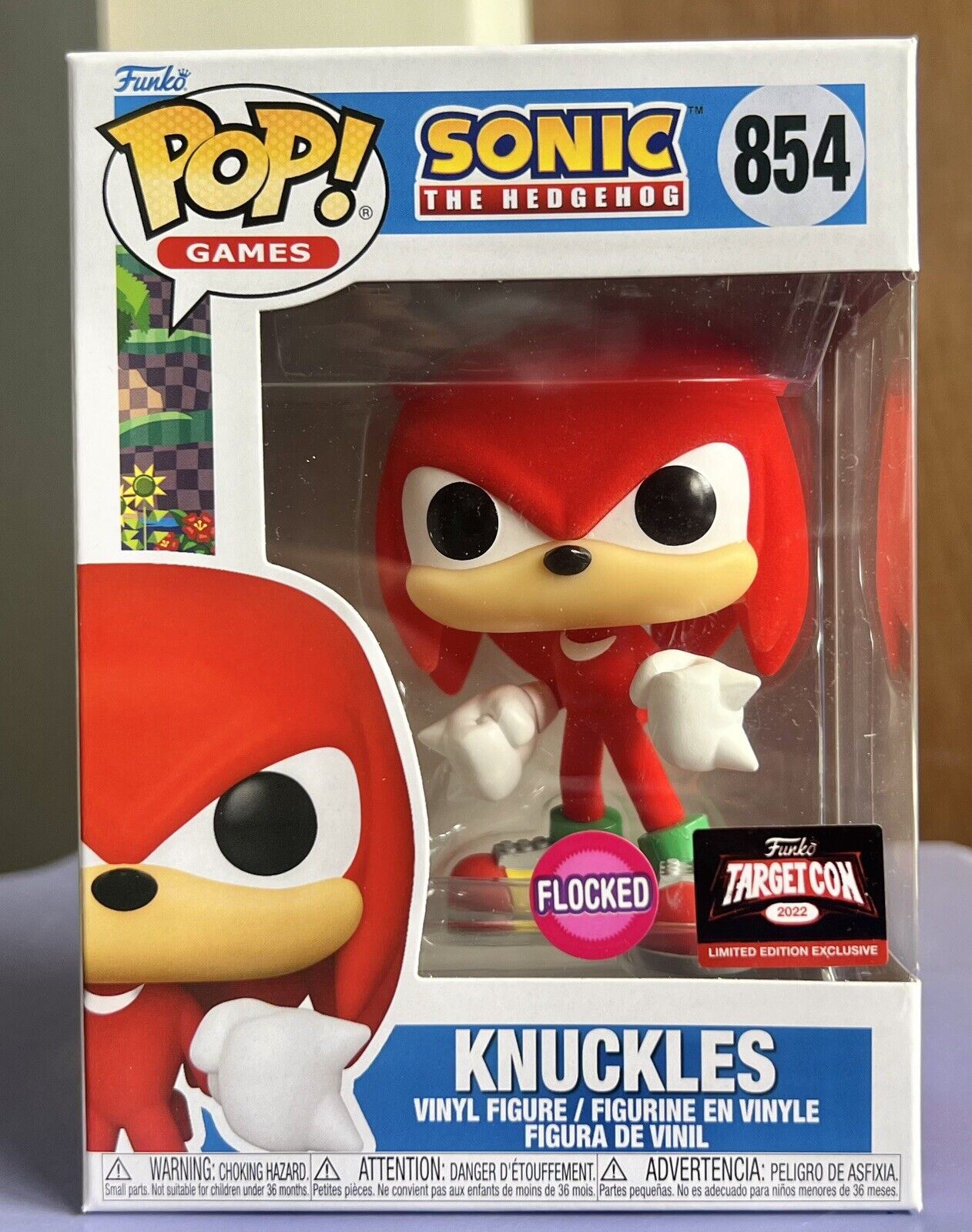 Funko POP:  (Flocked) KNUCKLES#854 Sonic The Hedgehog TargetCon 2022 Exclusive