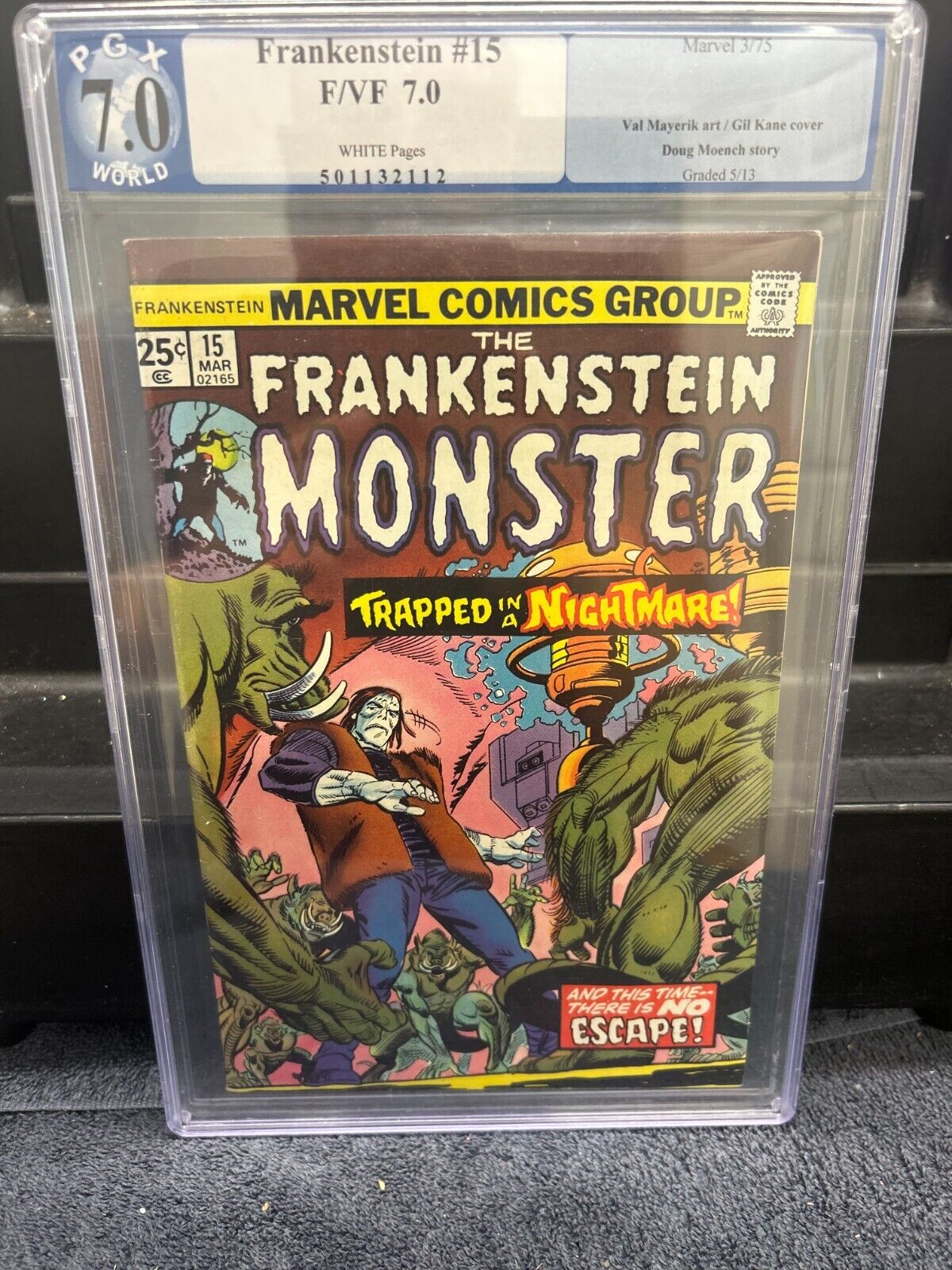 1975 MARVEL The Frankenstein Monster #15 Comic Book Graded 7.0 F/VF White Pages