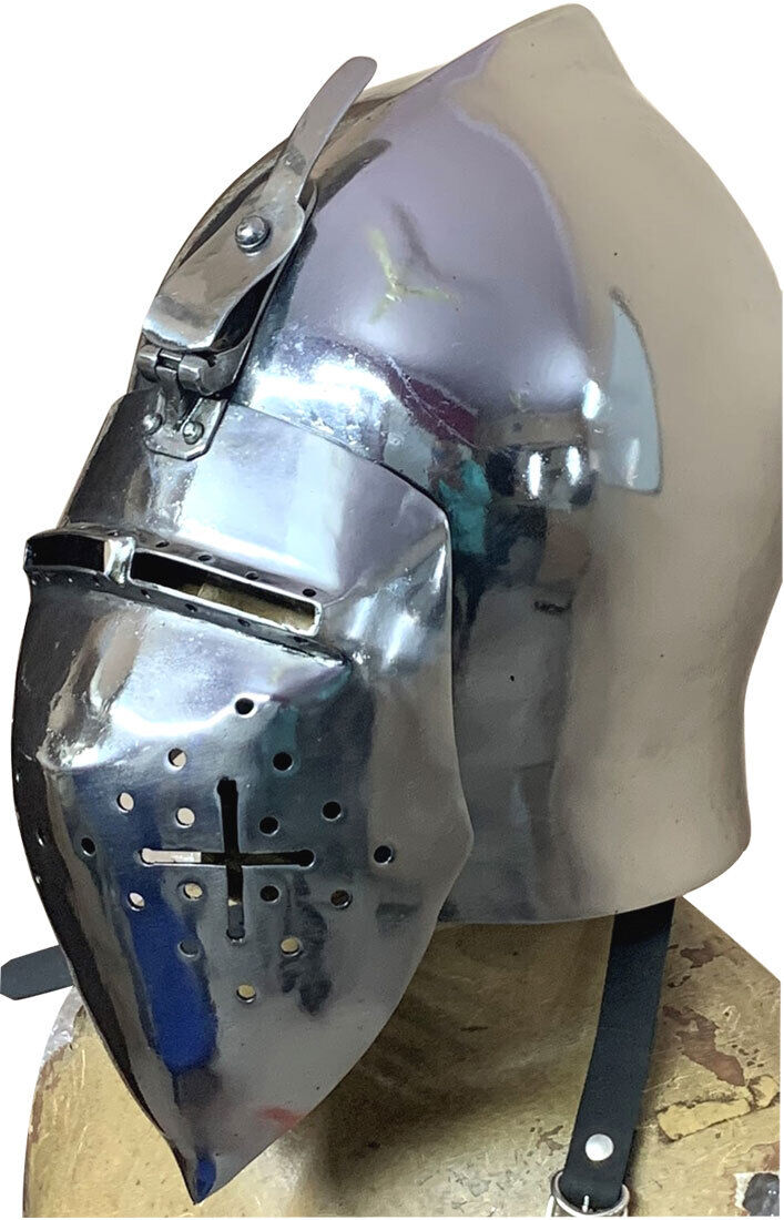 Medieval Early Visor Helmet Heavy Duty 14 Gauge Steel ABS