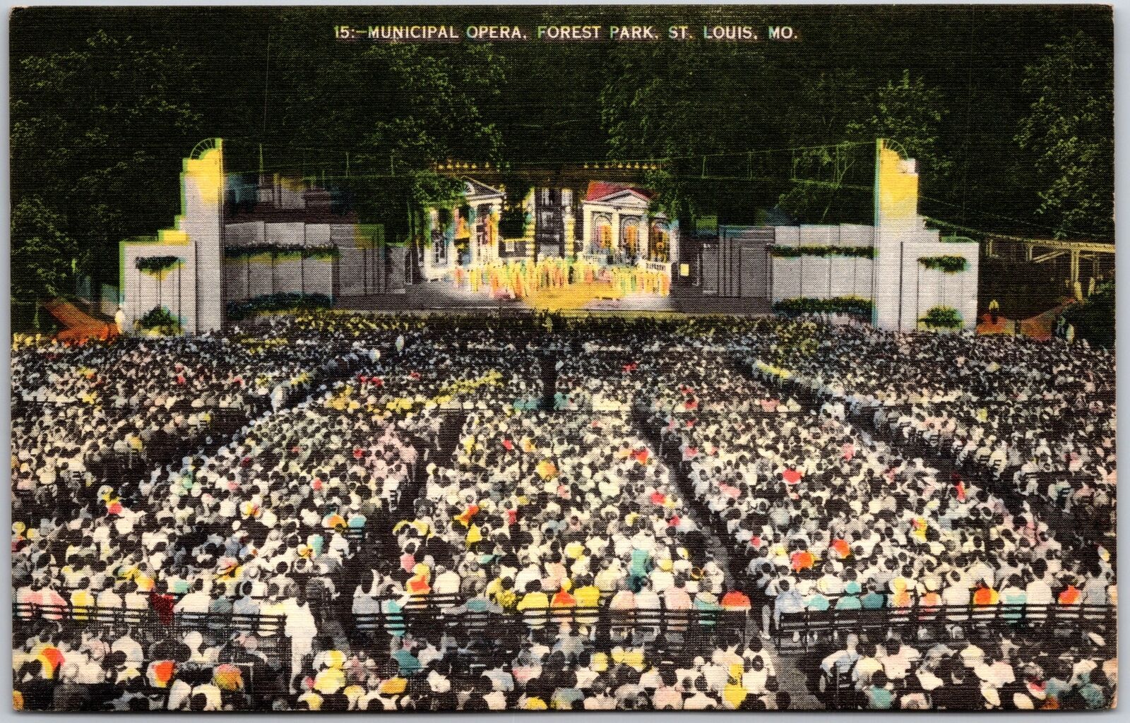 St. Louis Missouri MO, 1949 Municipal Opera, Forest Park, Vintage Postcard