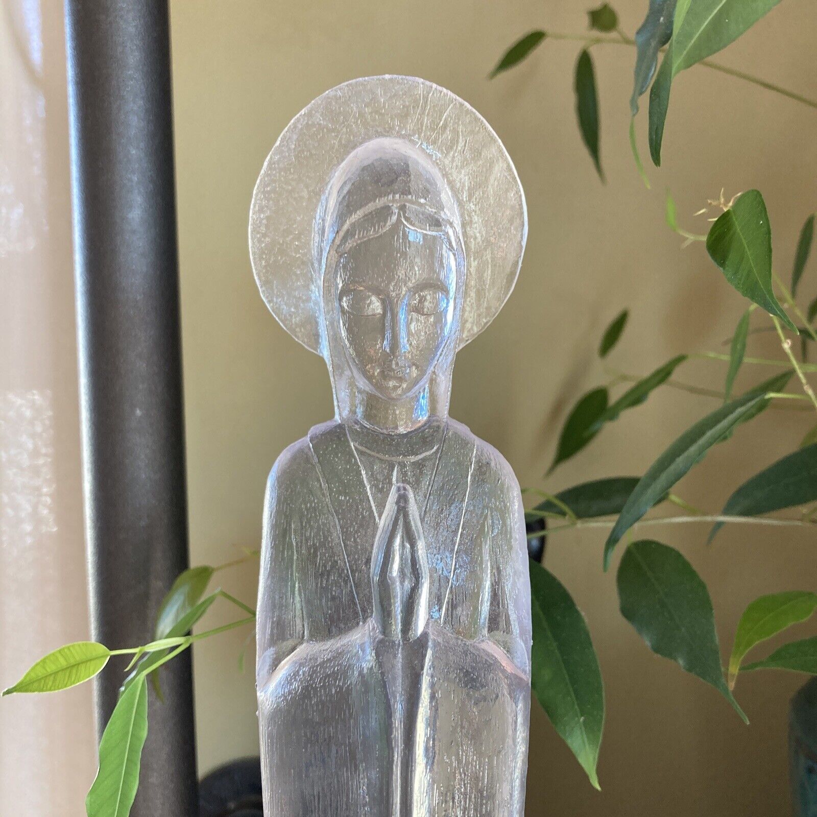 Vintage Lucite Mother Mary Tall Clear Statue/Tree Topper