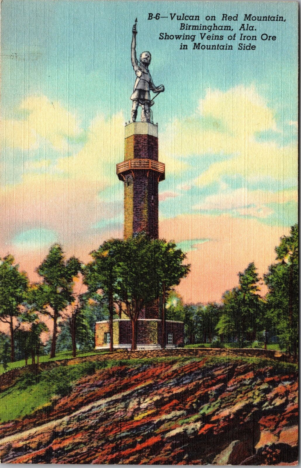 Birmingham AL-Alabama, Vulcan On Red Mountain, Vintage Postcard