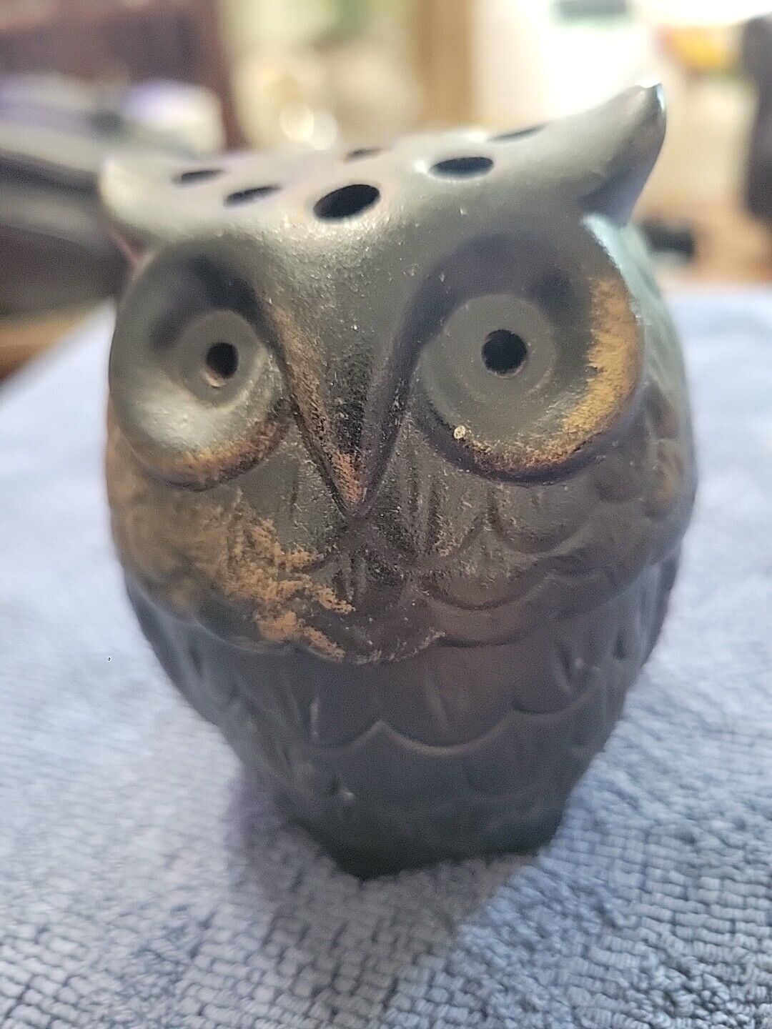Vintage 2-Piece Owl Incense Burner Brown - Japan Imperial Import 3.5