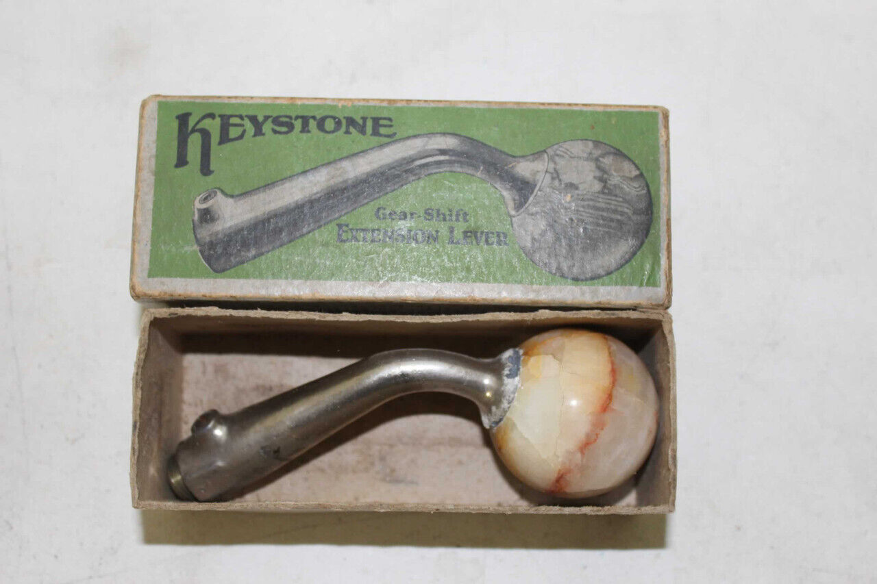 Antique Keystone Marble Knob Gear Shift Extension Lever & Box