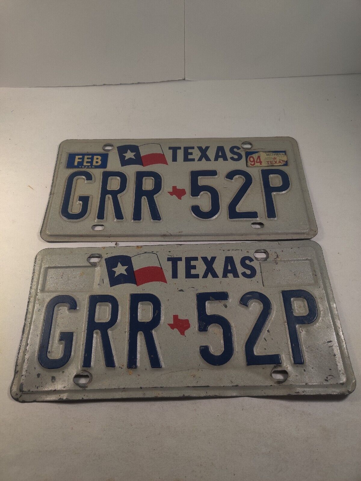 1991 Texas License Plate Pair GRR 52P Chevrolet Ford Chevy TX Set