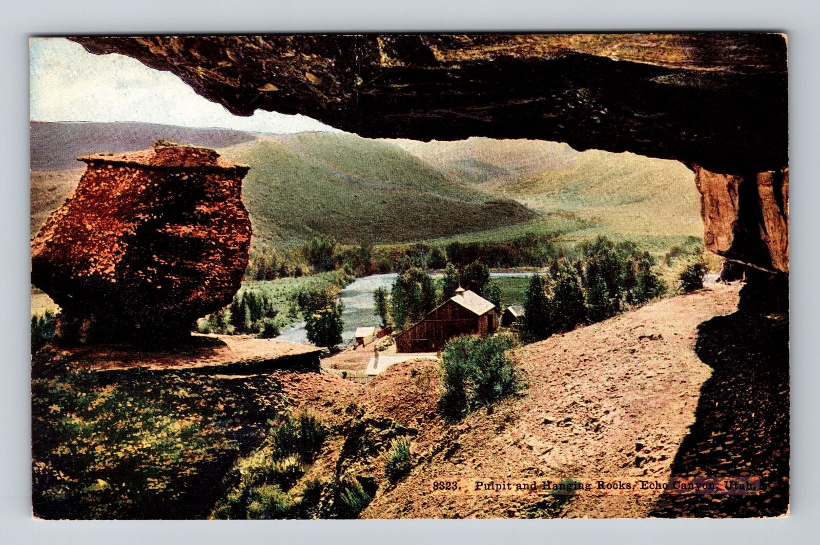 Echo Canyon UT-Utah, Pulpit And Hanging Rocks, Antique, Vintage Postcard