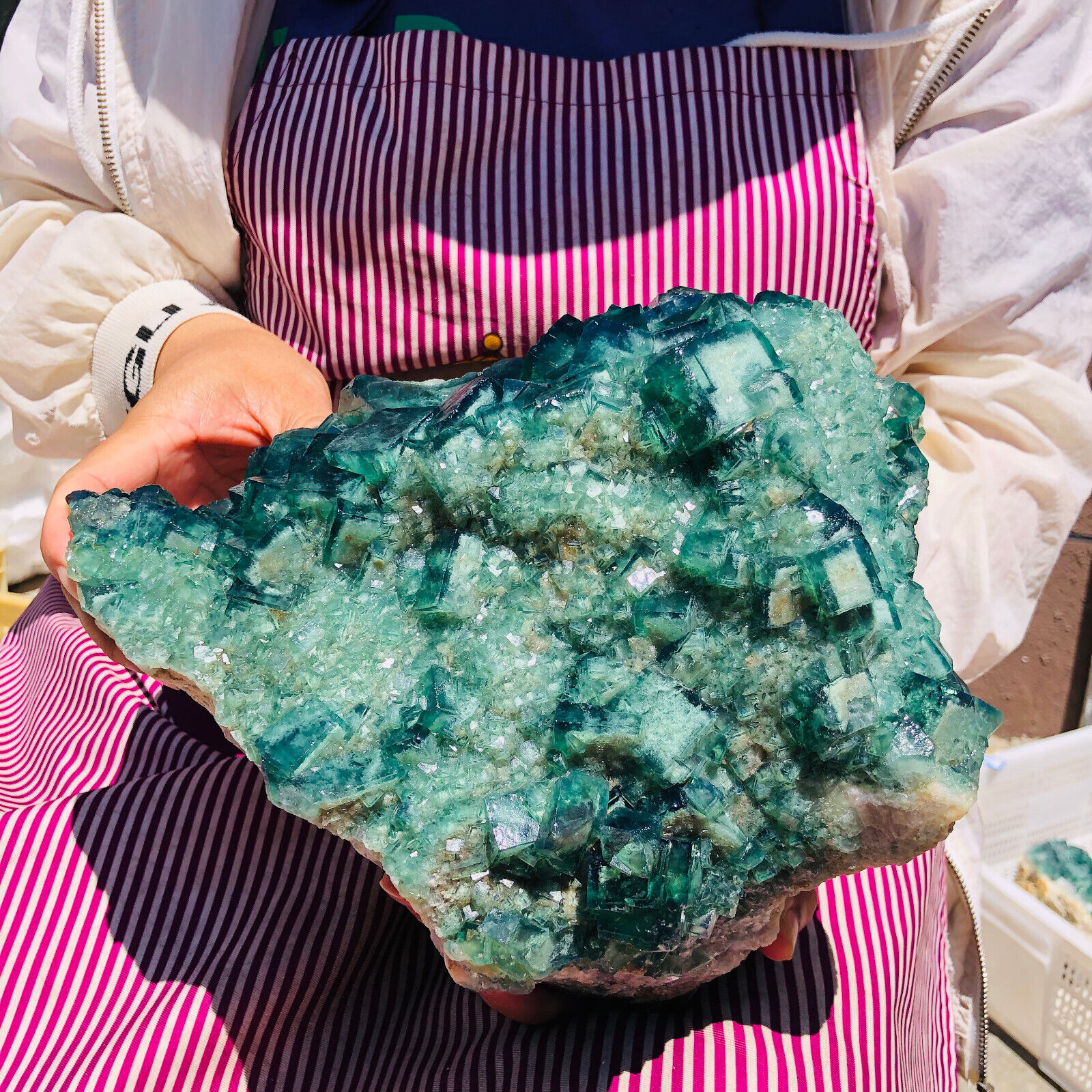15.81LBNatural super beautiful green fluorite crystal mineral healing specimens.