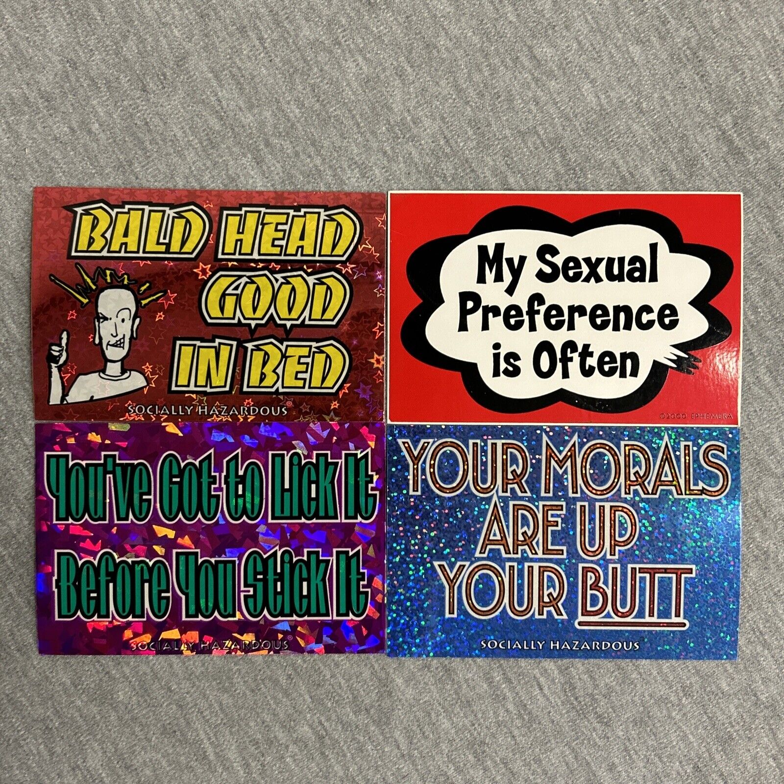 Vintage Socially Hazardous Stickers Bumper Funny Humor Decals (4 Pack)