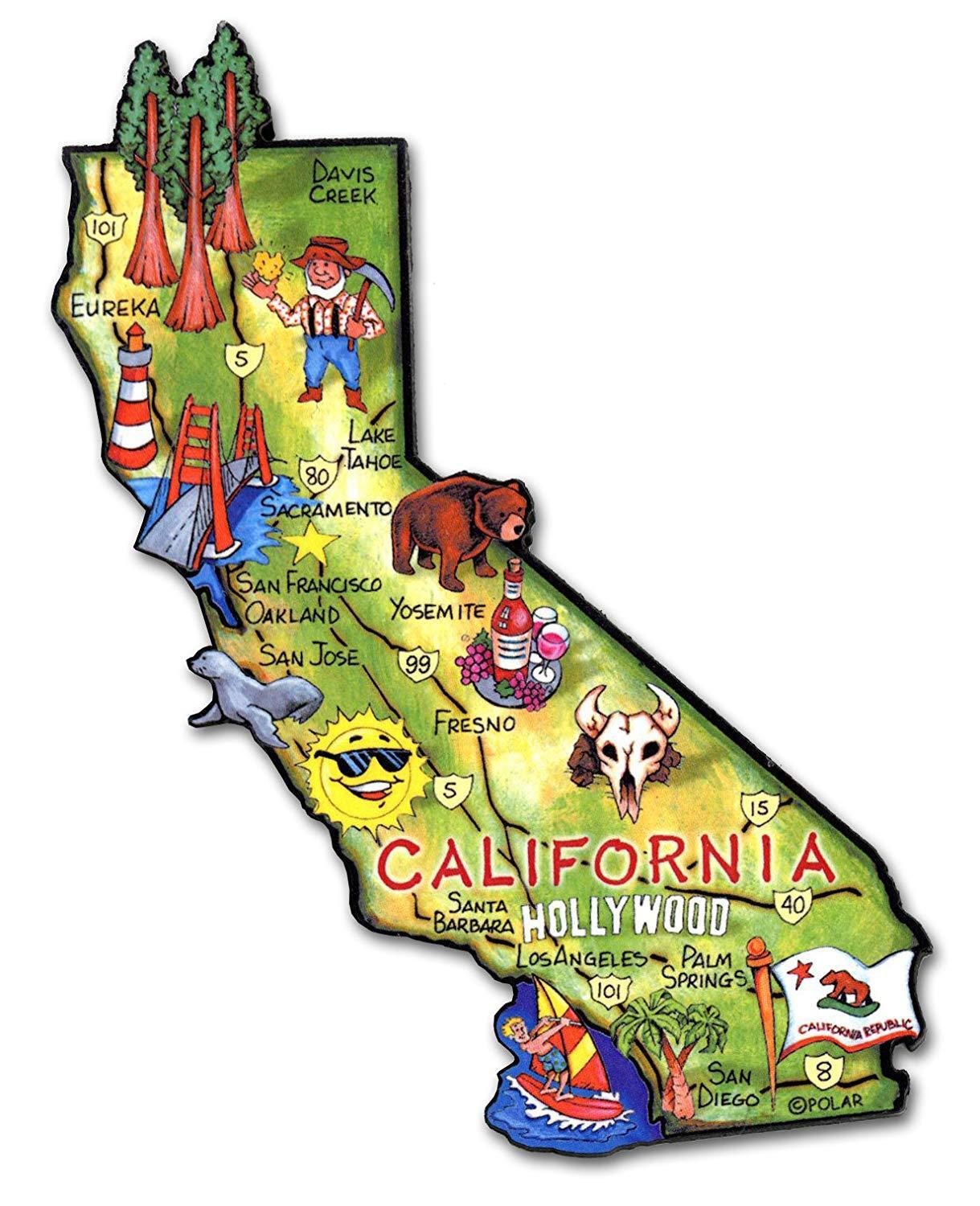 California The Golden State Artwood Jumbo Fridge Magnet
