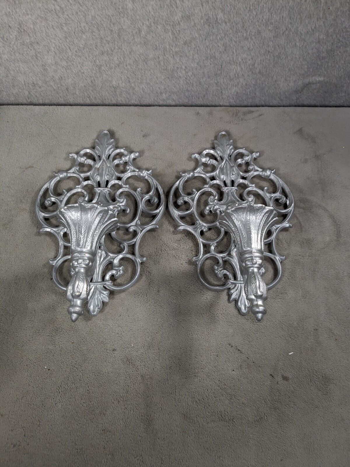 Sconces Metal Wall Taper Candle Holder Set 2 Lot Decorative Pair