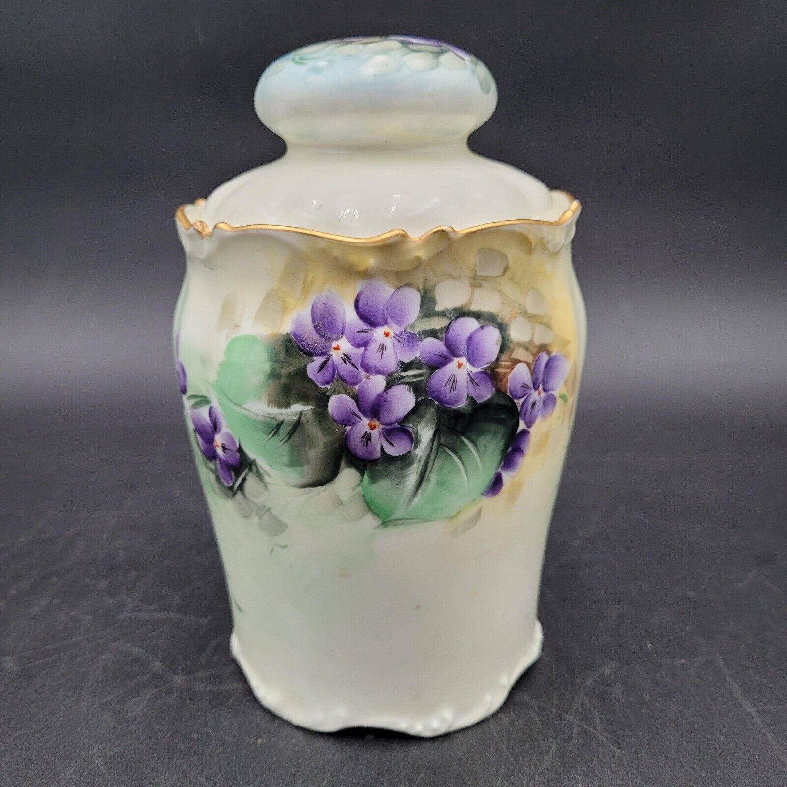 Antique c.1910 JPL Jean Pouyat Limoges France Hand Painted Purple Floral Jar